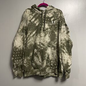 Men’s Under Armour Freedom Hoodie XXL Green Star Military Patriot America USA